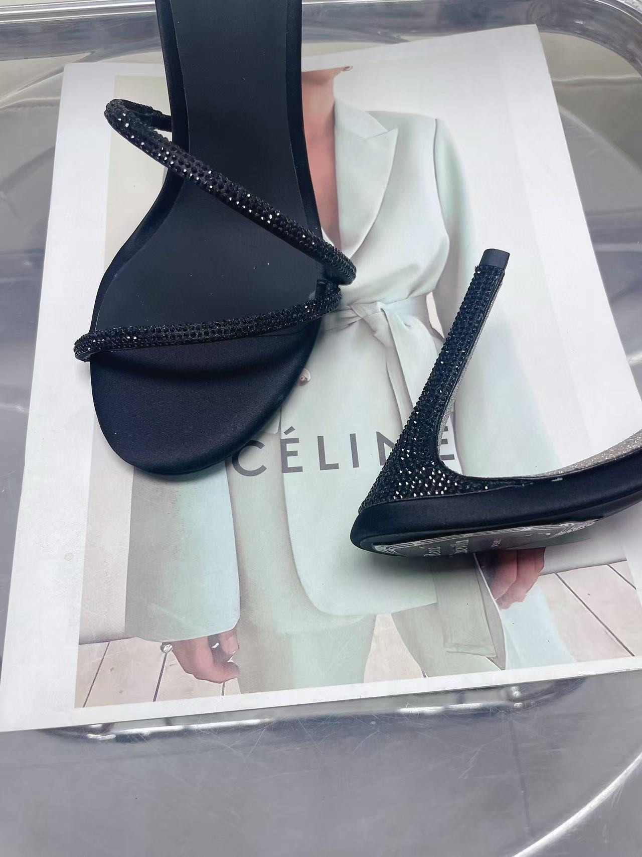 UA René Caovilla Open-toe Crystal-embellished Sandals 95mm