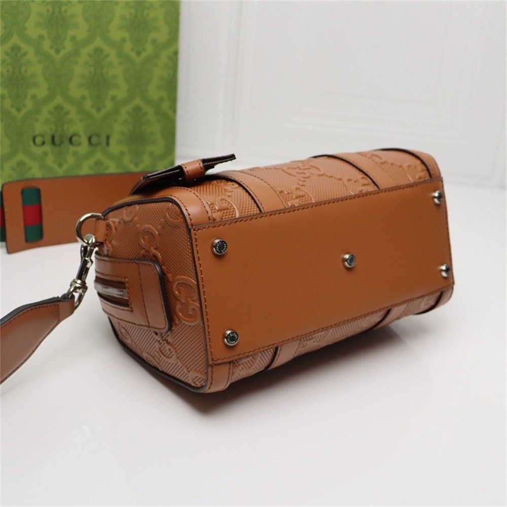 G*u*i jumbo gg mini duffle bag brown 8.6"w x 5.9"h x 4.9"d