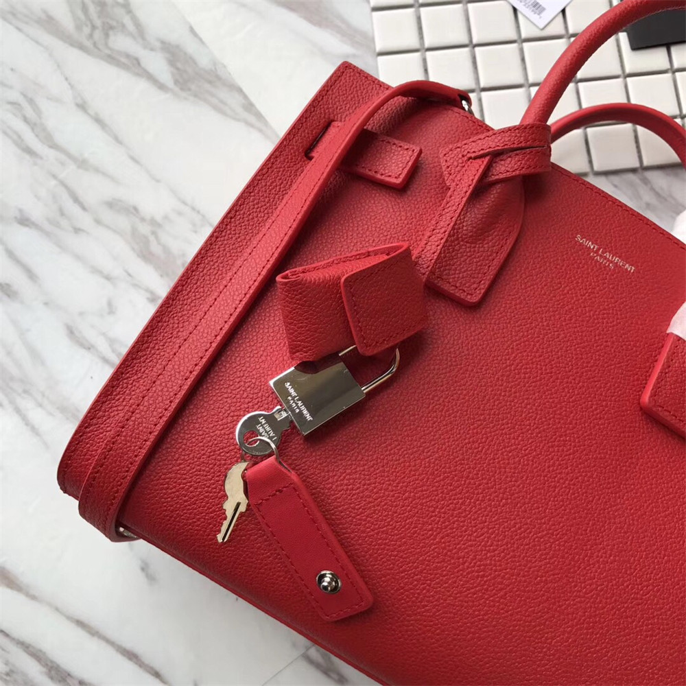 Y*L sac de jour baby in grained leather shiny red