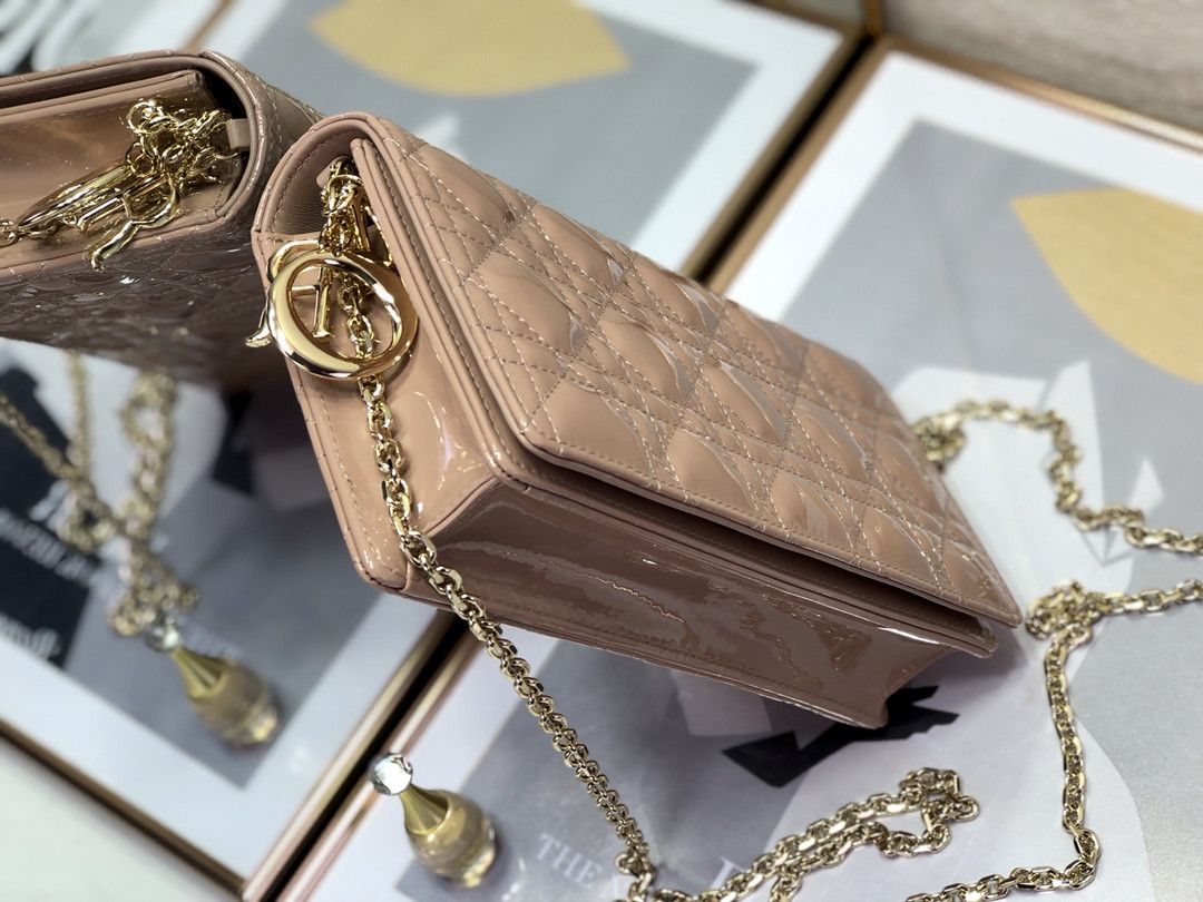 lady D*or pouch rose des vents cannage  8.5 x 4.5 x 1 inches