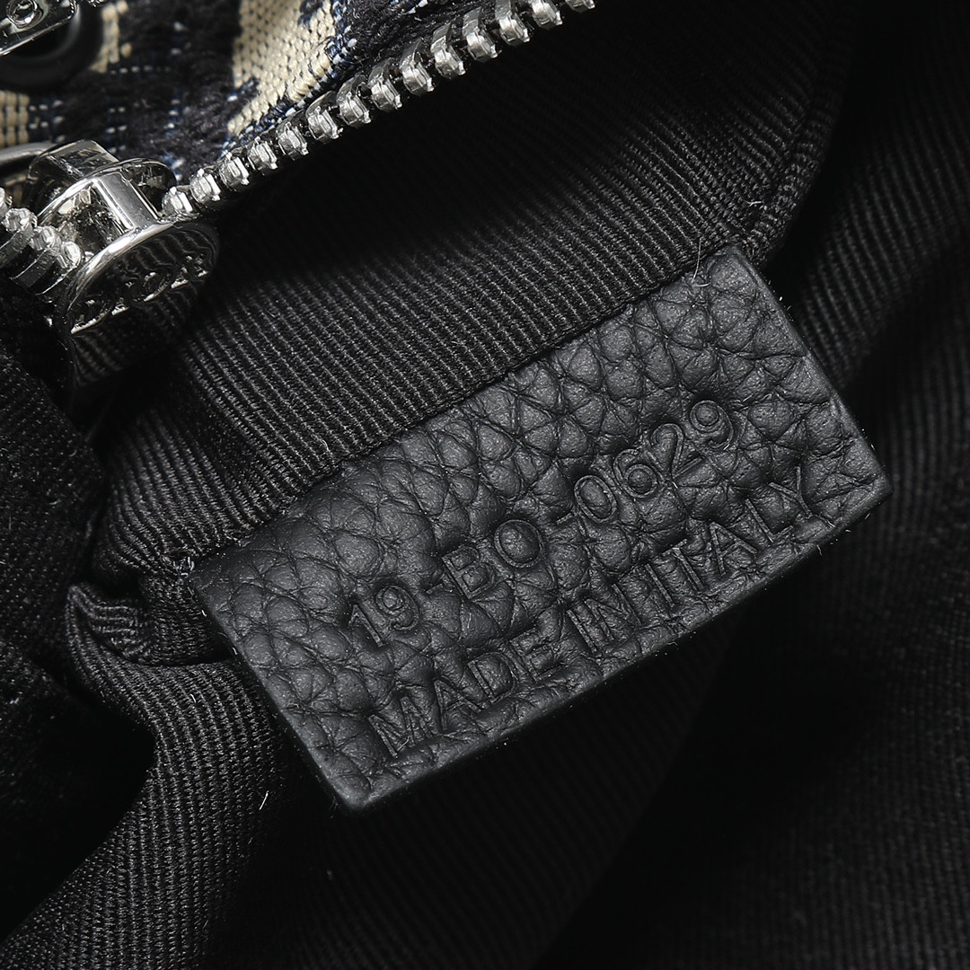 D*or safari bag with strap beige and black D*or oblique jacquard 8.5 x 6 x 2.5 inches