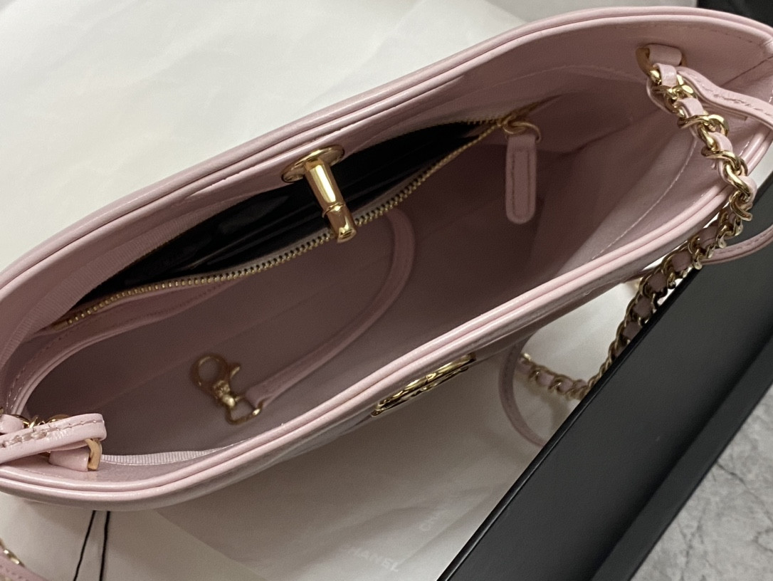 Ch*el mini shopping bag shiny lambskin & gold-tone metal 22x23x5.5cm