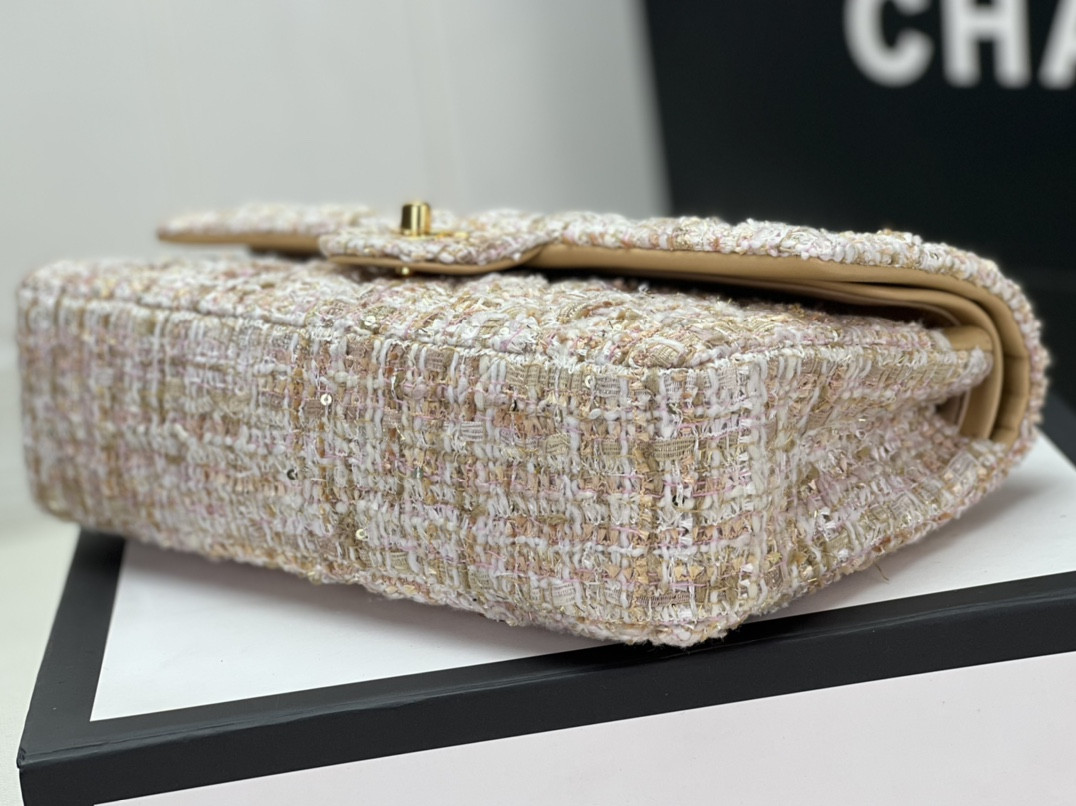 Ch*el classic 11.12 handbag tweed & gold-tone metal 6 × 9.9 × 2.5 in