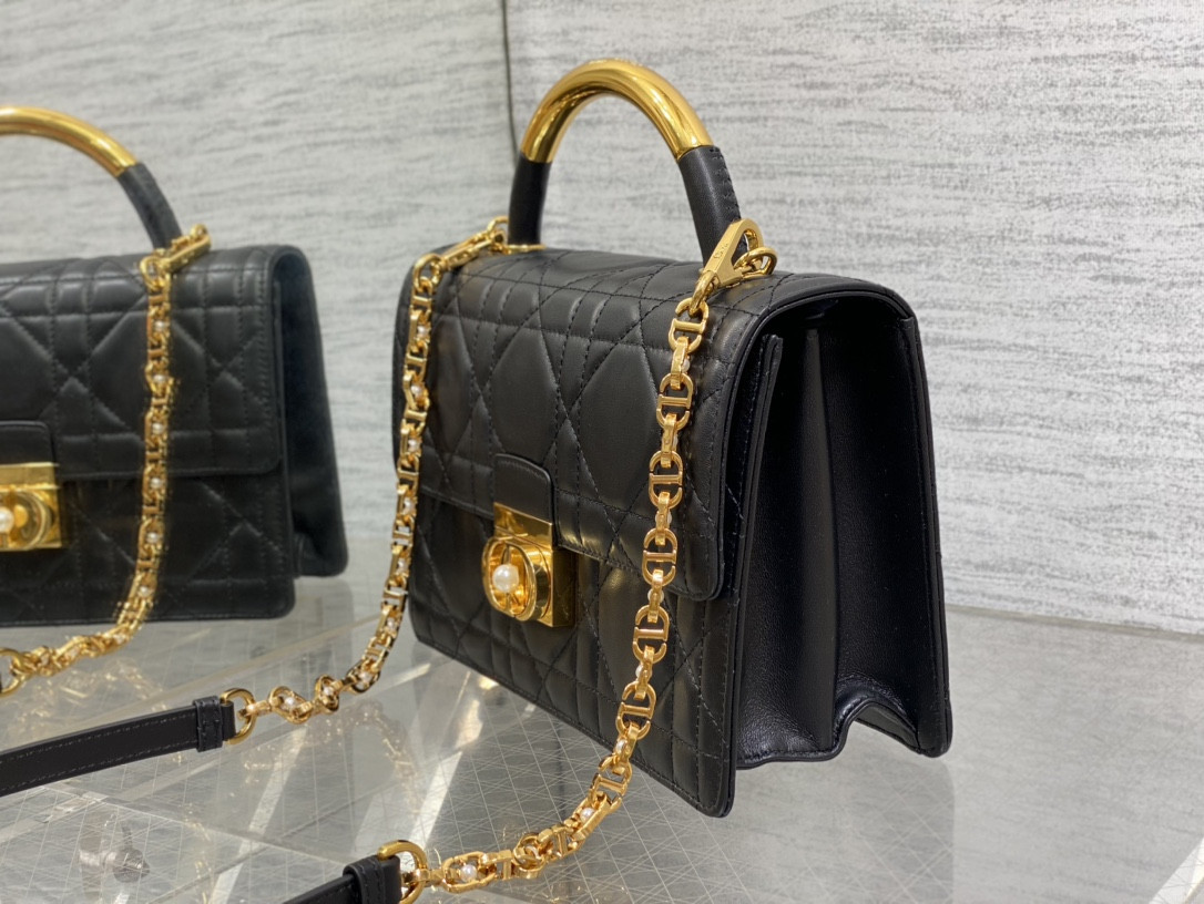 D*or medium D*or ange bag black macrocannage calfskin 26 x 17 x 9 cm