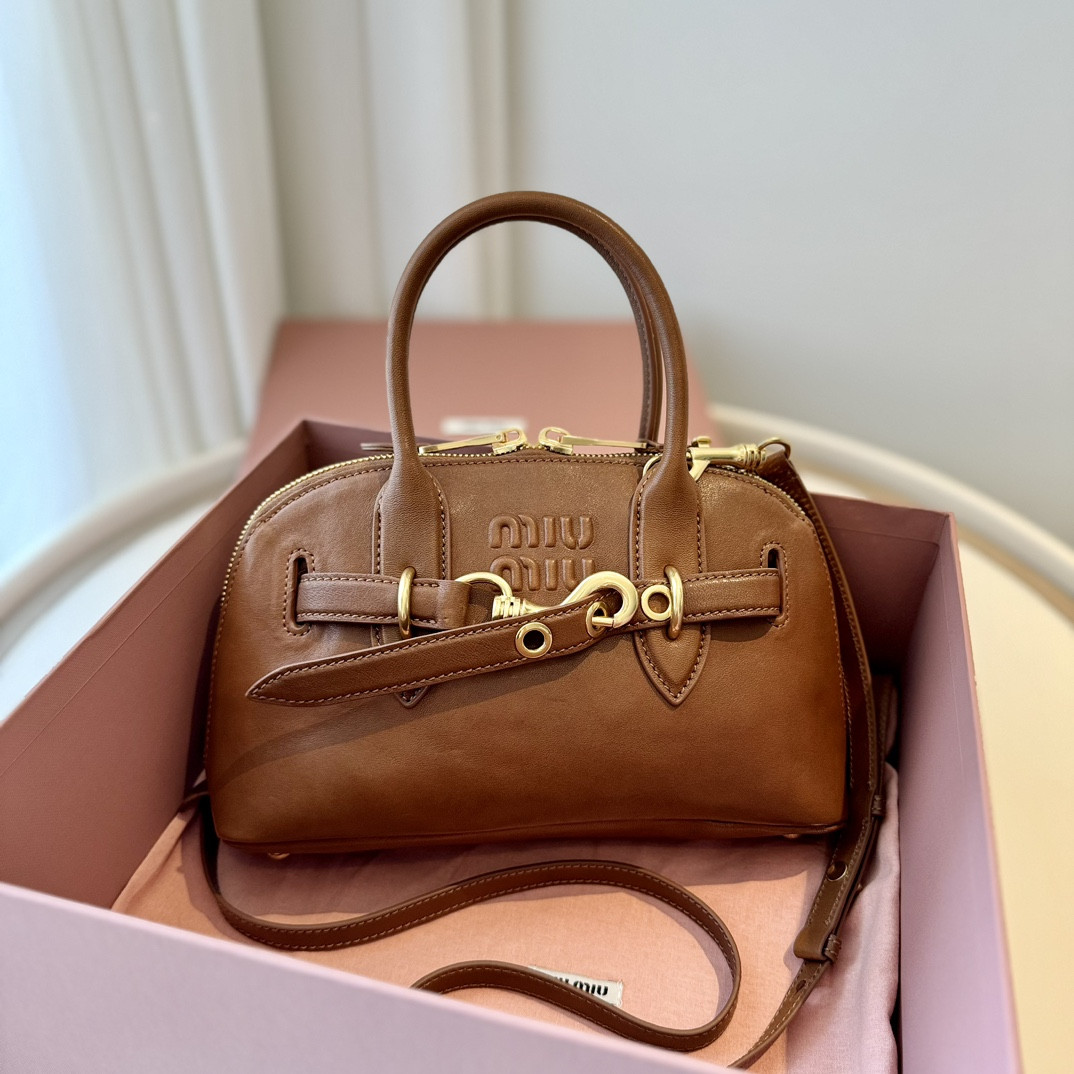 Miu Miu Aventure nappa leather top-handle bag 16.5x28x10cm