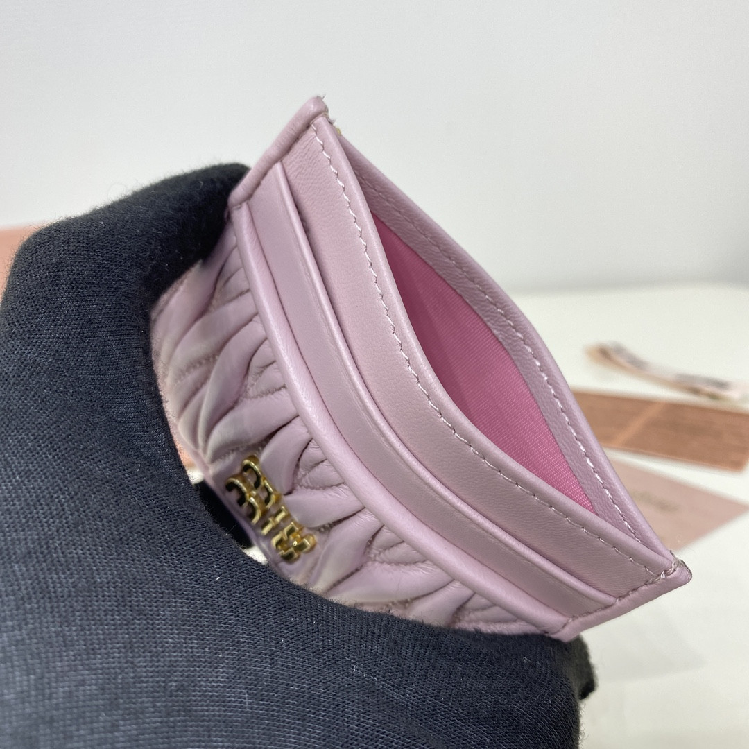 Miu Miu Matelassé nappa leather card holder 8x10.5cm