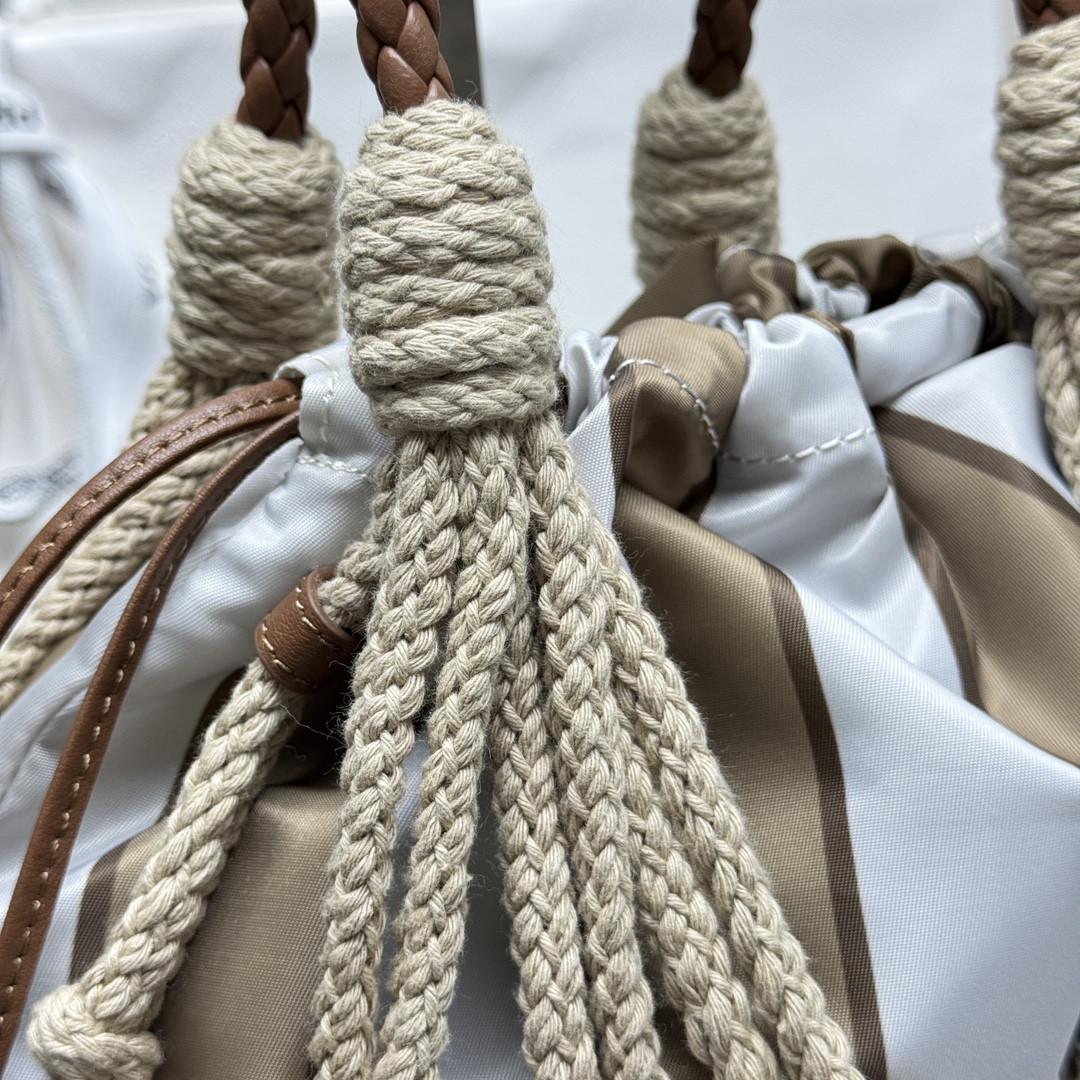 Pra*a noué medium cotton macramé bag 37x30cm